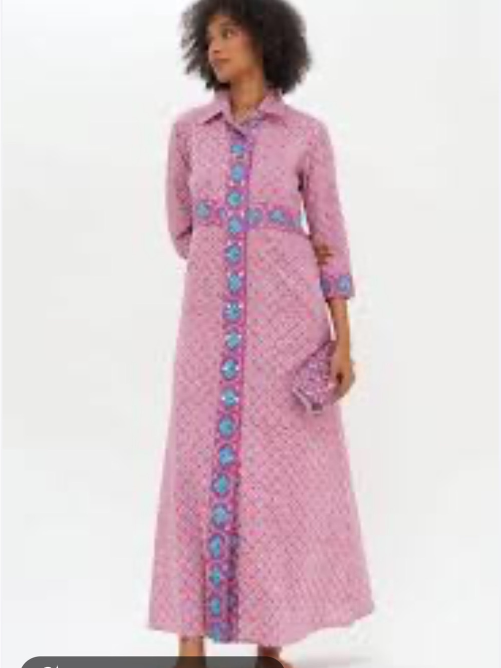 Oliphant Shirt Dress Maxi Geometric Maxi Dress in Pink
